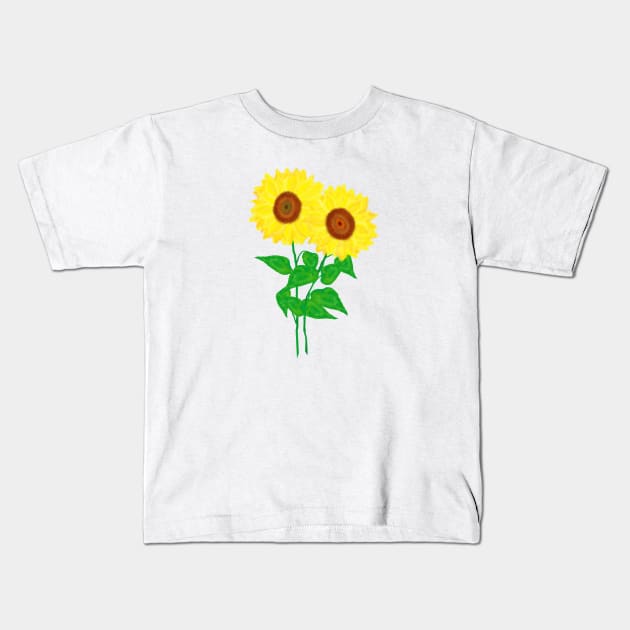 Sunflower Duo (White Background) Kids T-Shirt by Art By LM Designs 